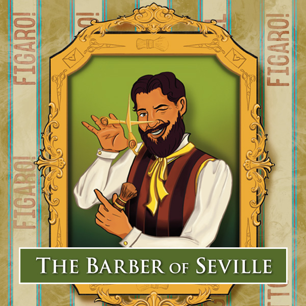 An illustration showcasing the production of The Barber of Seville