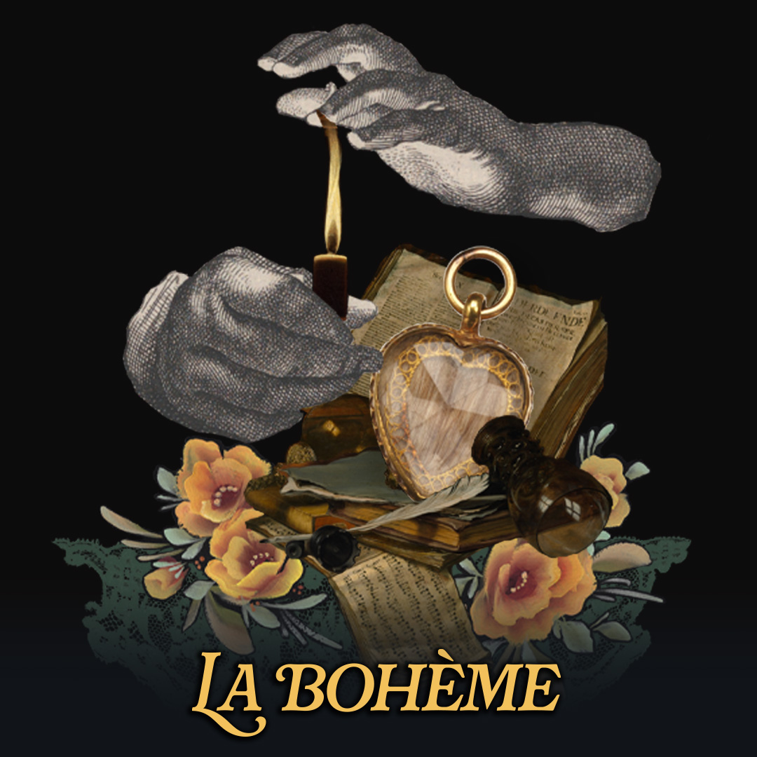 An illustration showcasing the production of La Bohème